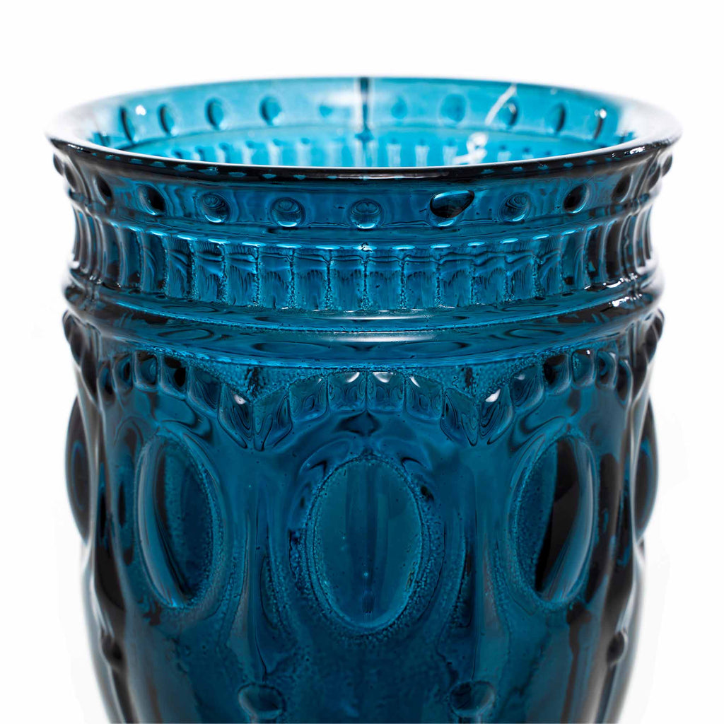 Vintage Embossed Glass Goblet - Navy