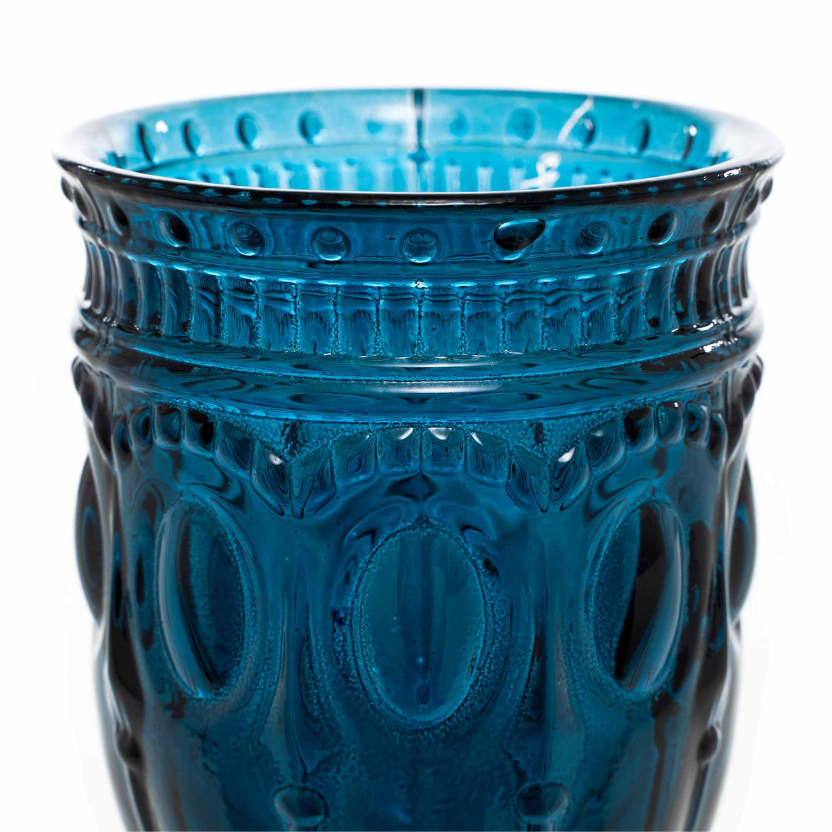Vintage Embossed Glass Goblet - Navy