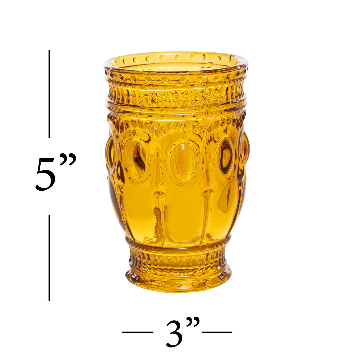 Vintage Embossed Glass Cup - Amber