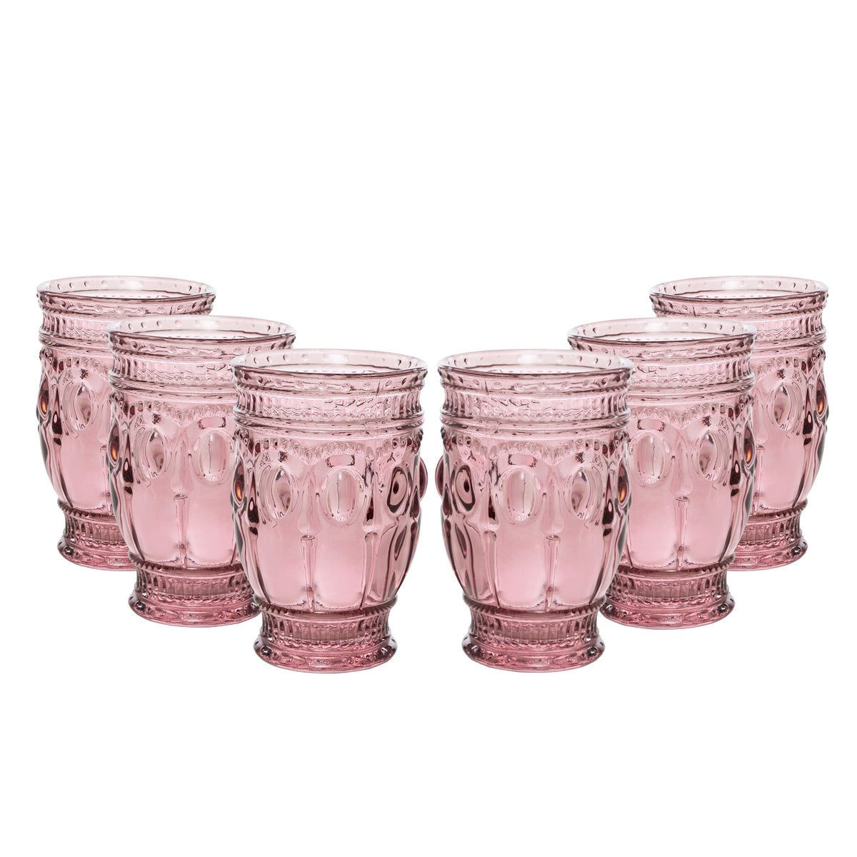 Vintage Embossed Glass Cup - Blush