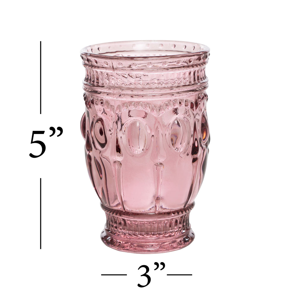 Vintage Embossed Glass Cup - Blush