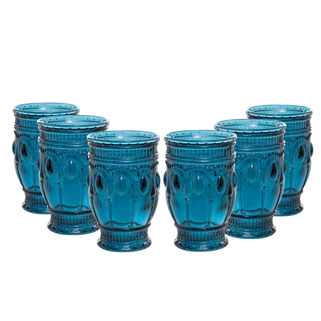 Vintage Embossed Glass Cup - Navy