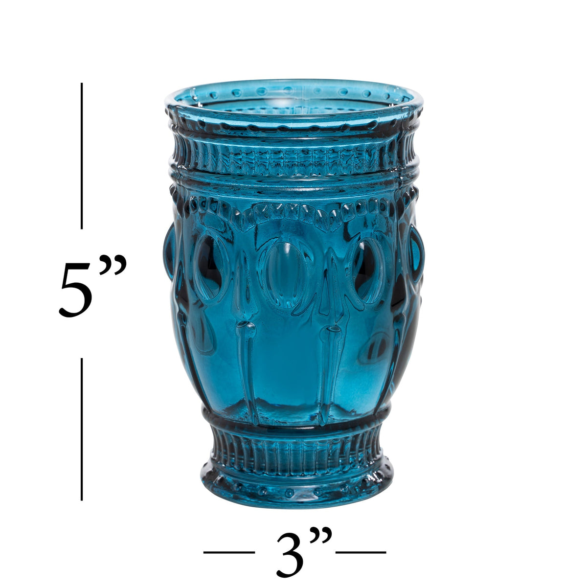 Vintage Embossed Glass Cup - Navy