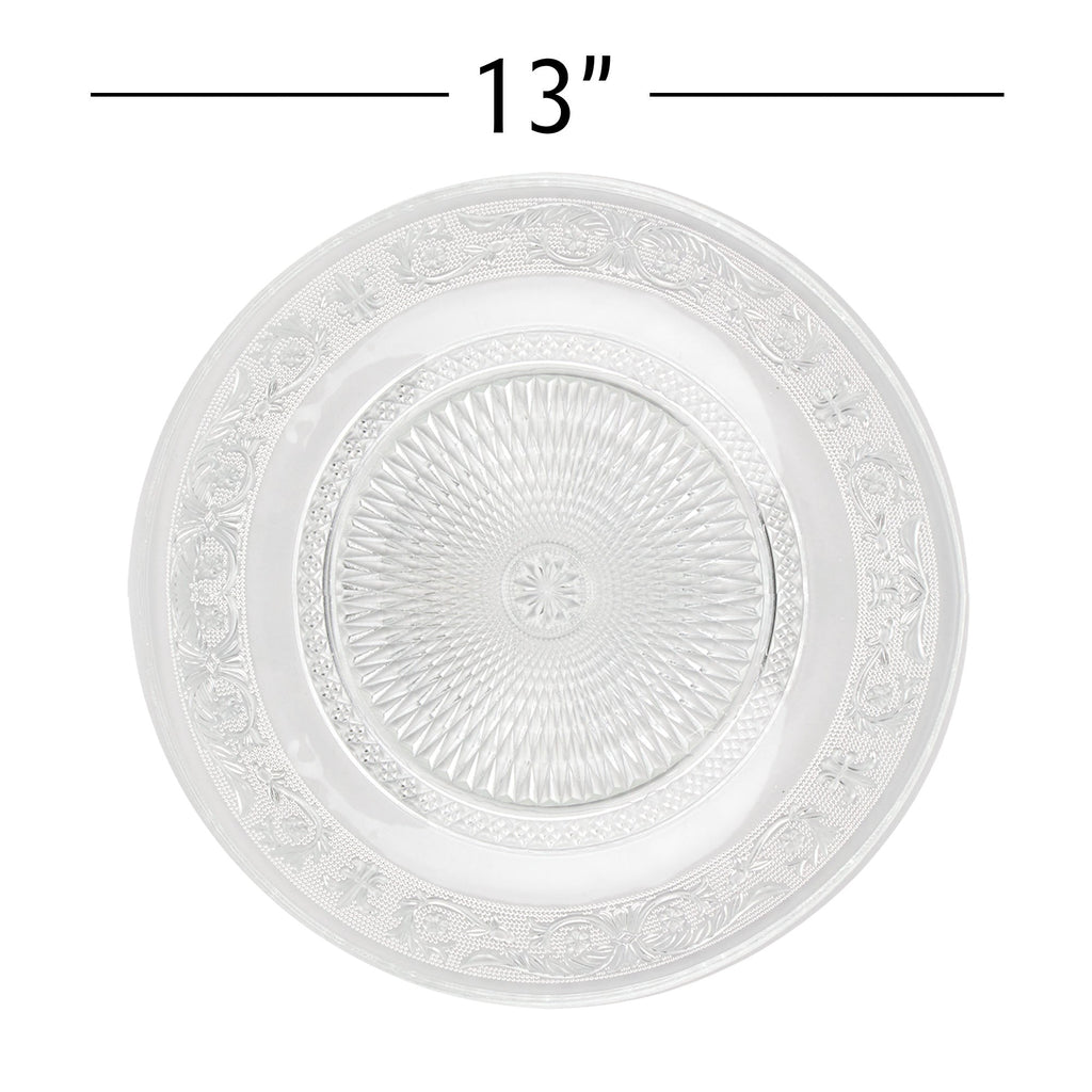 Vintage Clear Glass Charger Plate 13"