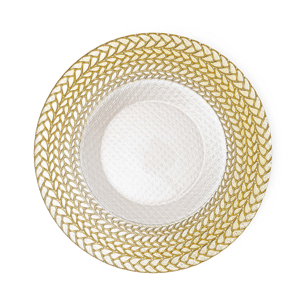 Wheat Edge Glass Charger Plate 12¾" - Gold Set of 4