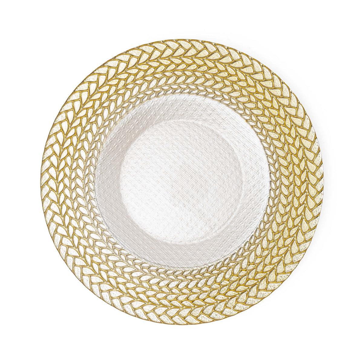 Wheat Edge Glass Charger Plate 12¾" - Gold Set of 4