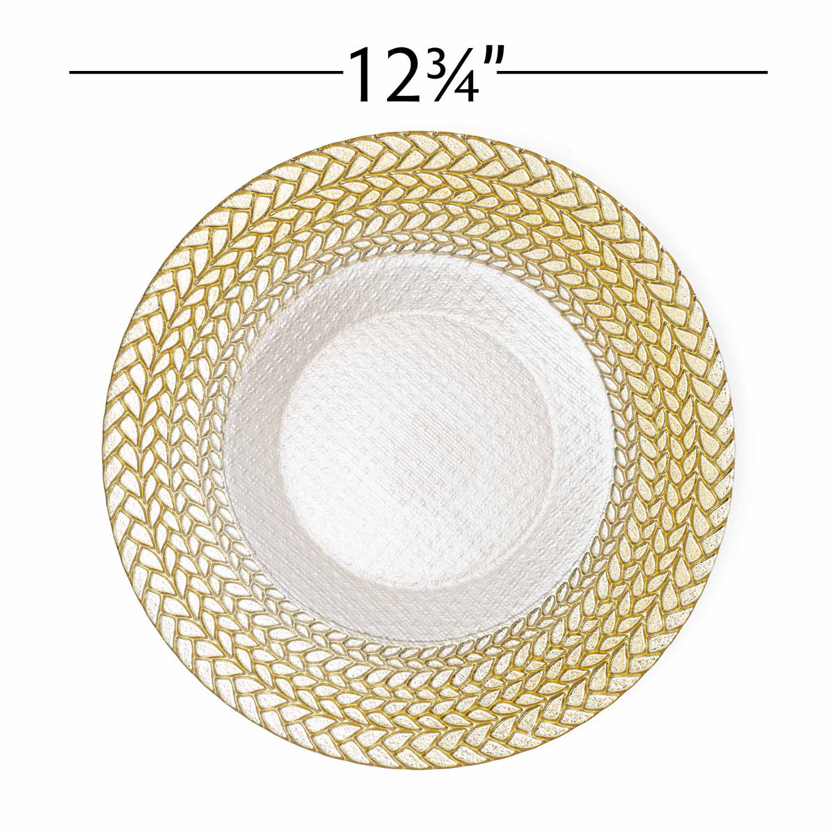 Wheat Edge Glass Charger Plate 12¾" - Gold Set of 4