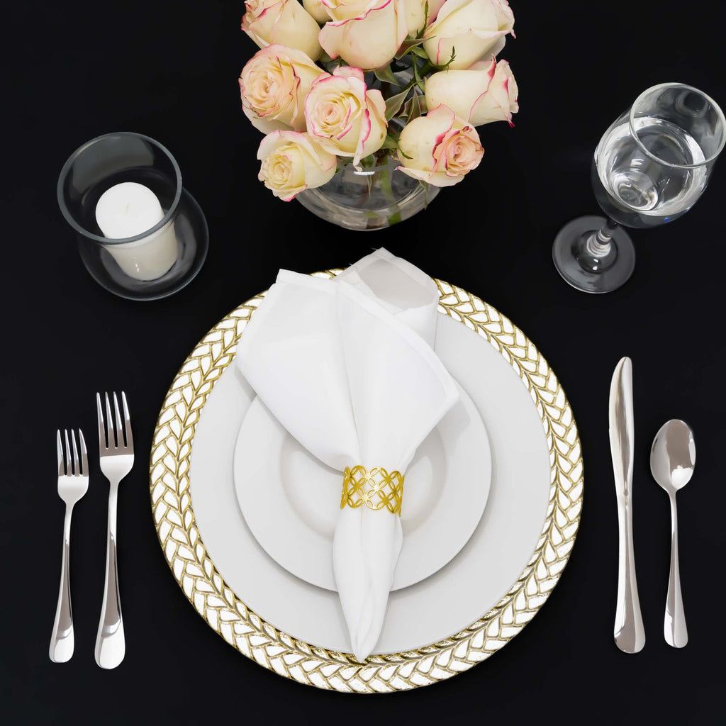 Wheat Edge Glass Charger Plate 12¾" - Gold Set of 4