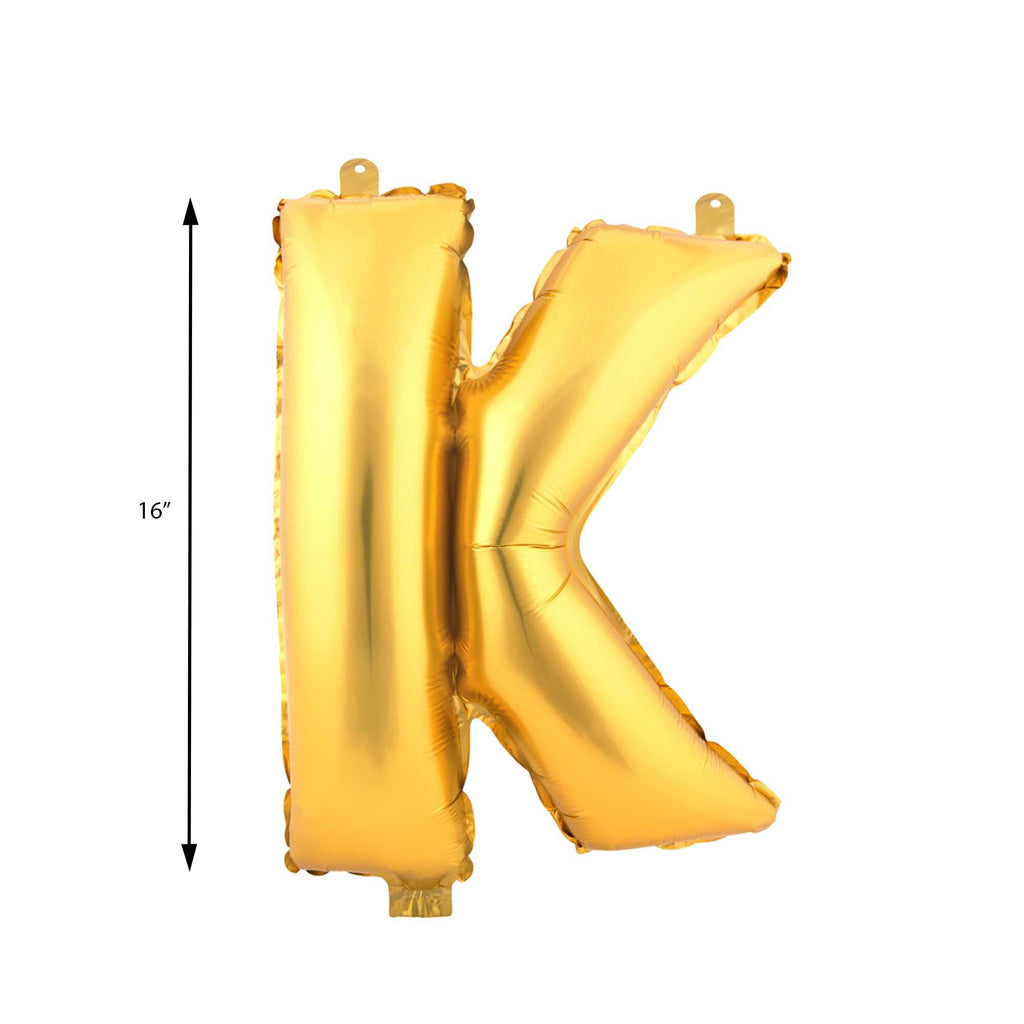 Mylar Balloon Letter K - Gold 16"