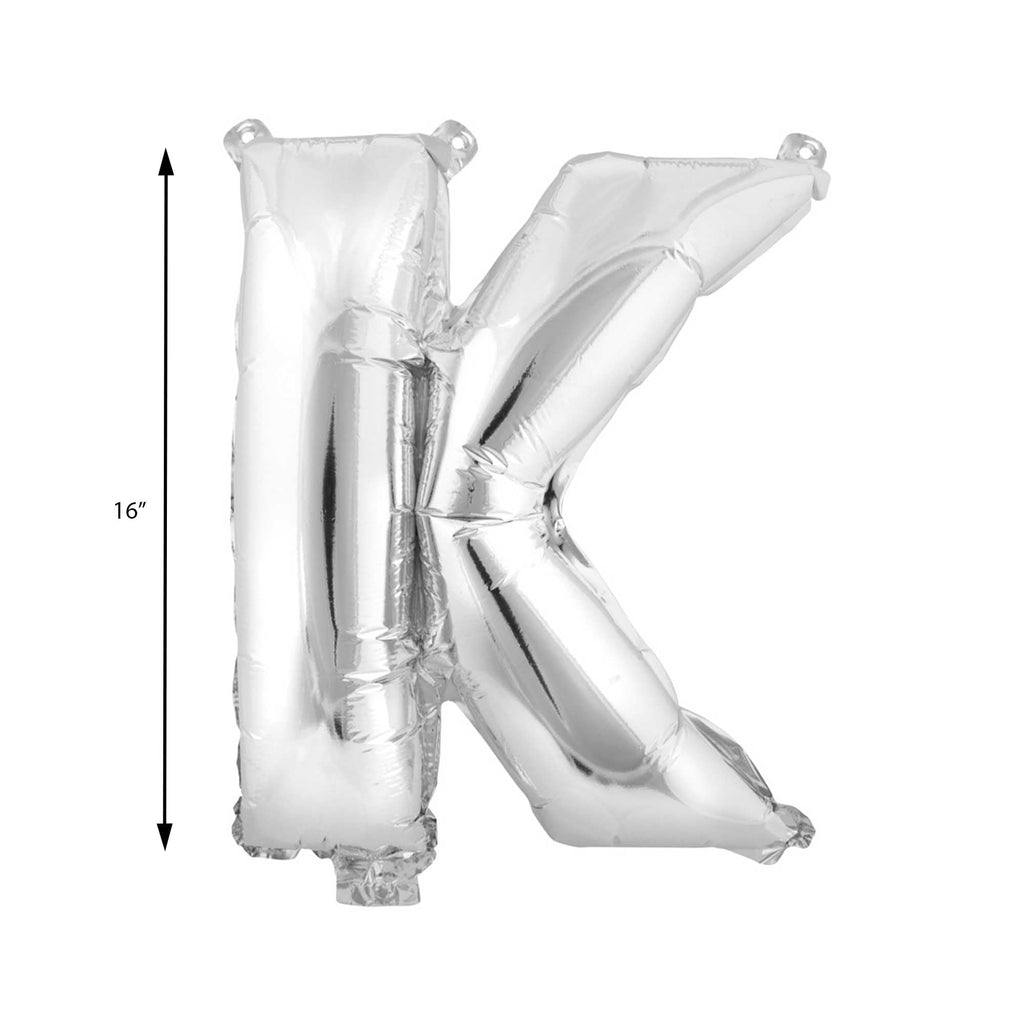 Mylar Balloon Letter K - Silver 16"