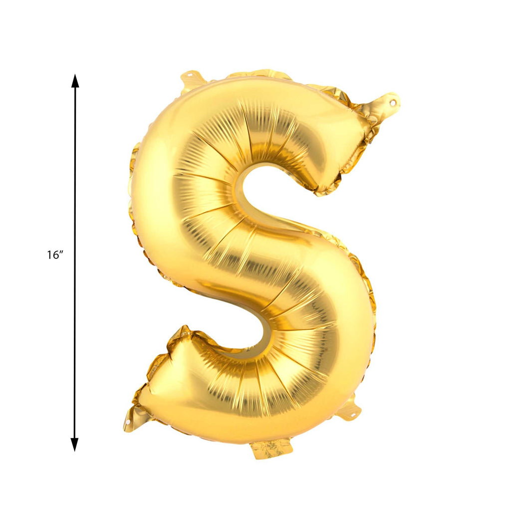 Mylar Balloon Letter S - Gold 16"