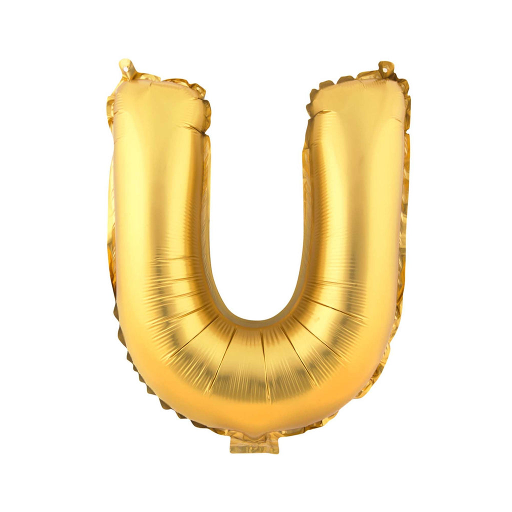 Mylar Balloon Letter U - Gold 34"