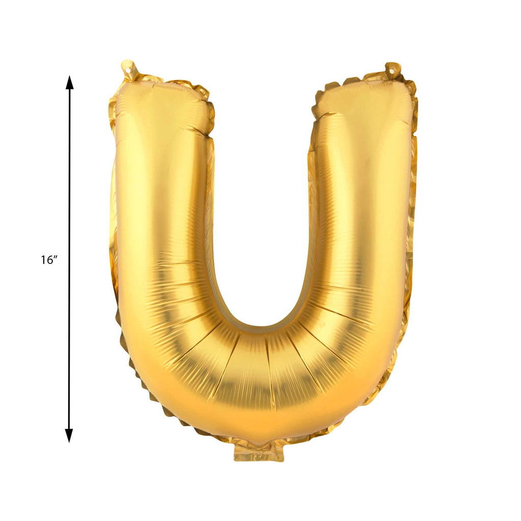 Mylar Balloon Letter U - Gold 16"
