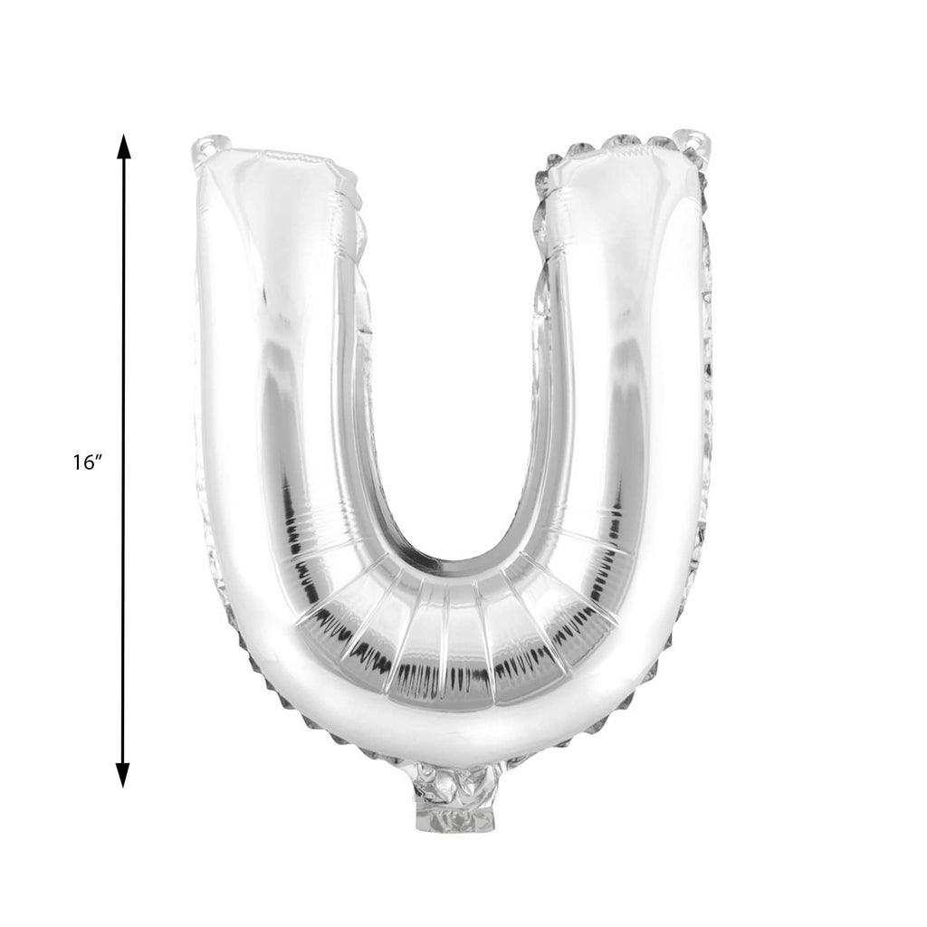 Mylar Balloon Letter U - Silver 16"