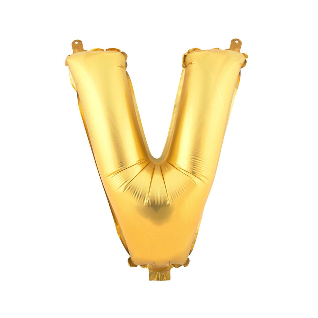 Mylar Balloon Letter V - Gold 34"