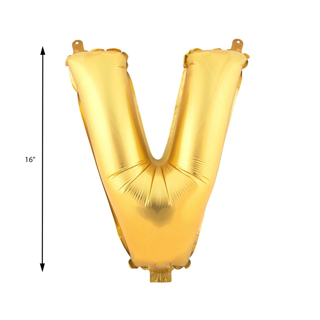 Mylar Balloon Letter V - Gold 16"