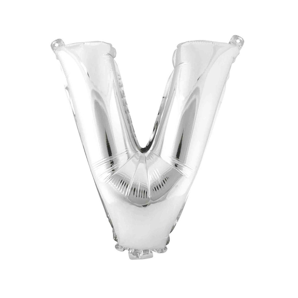 Mylar Balloon Letter V - Silver 16"