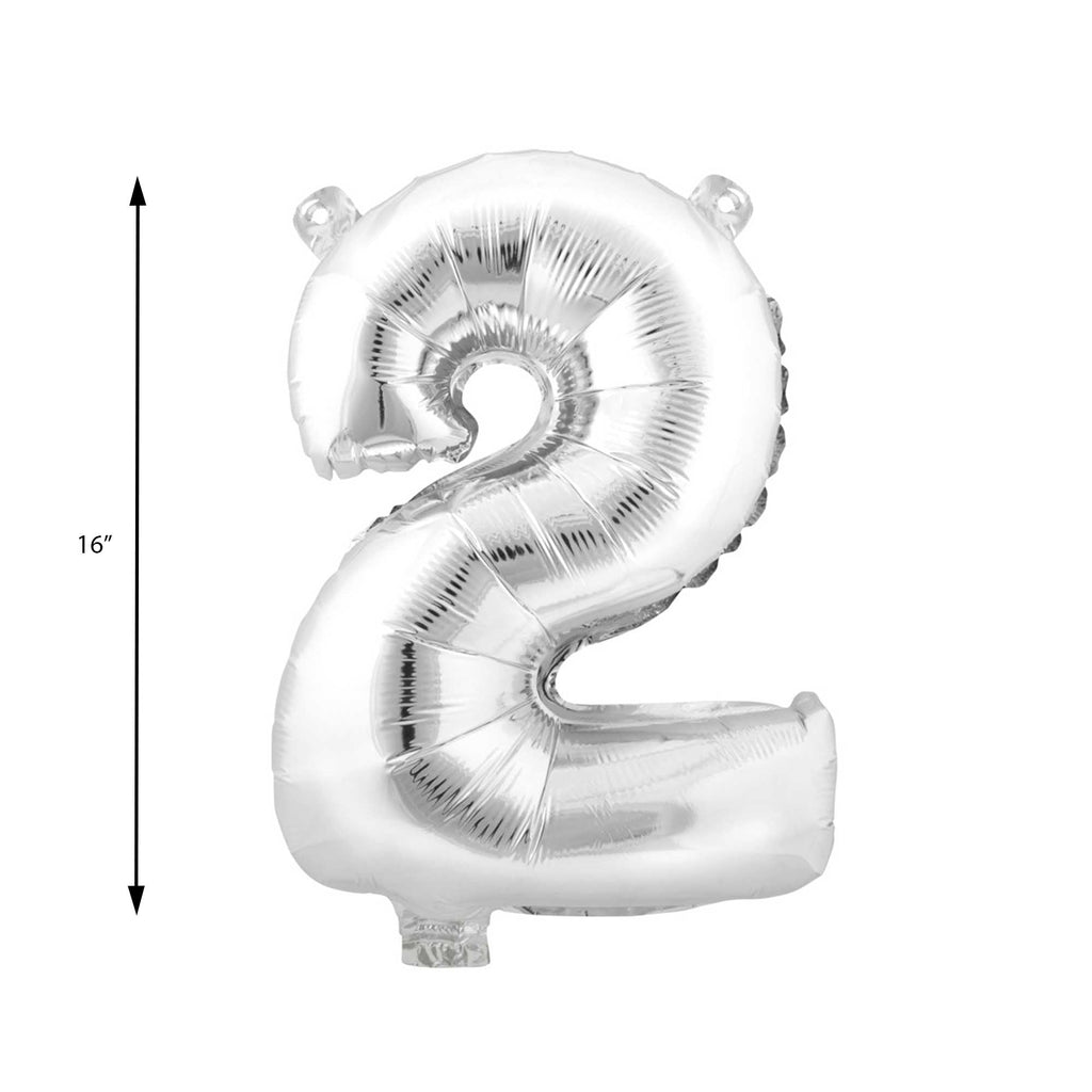 Mylar Balloon Number 2 - Silver 16"