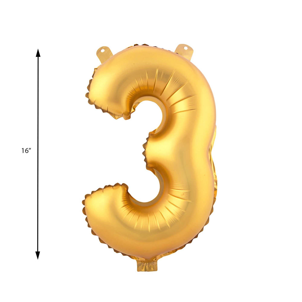 Mylar Balloon Number 3 - Gold 16"