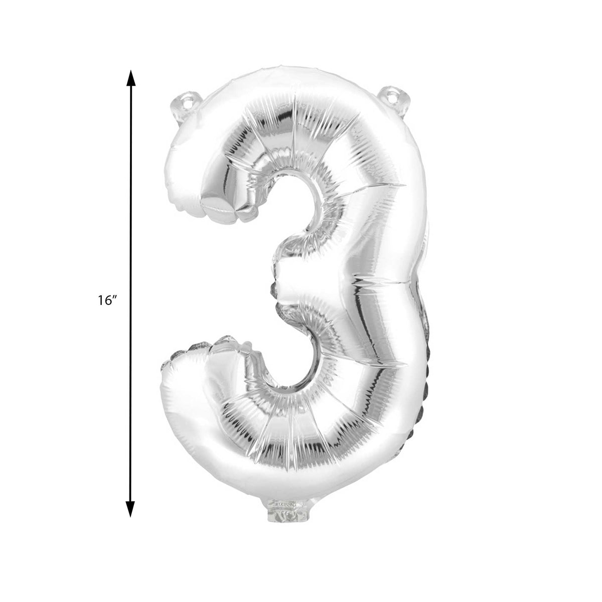 Mylar Balloon Number 3 - Silver 16"
