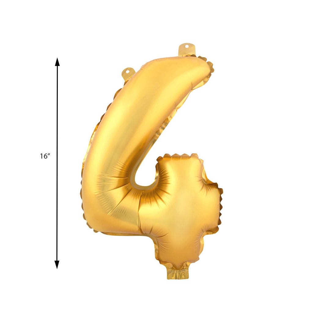 Mylar Balloon Number 4 - Gold 16"
