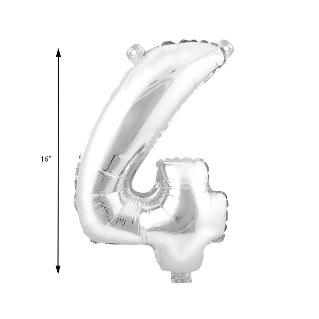 Mylar Balloon Number 4 - Silver 16"