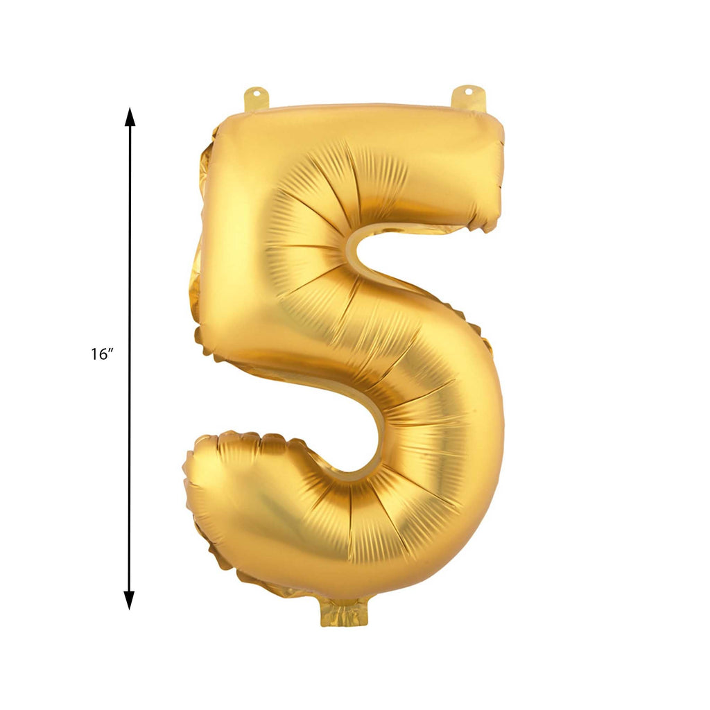 Mylar Balloon Number 5 - Gold 16"