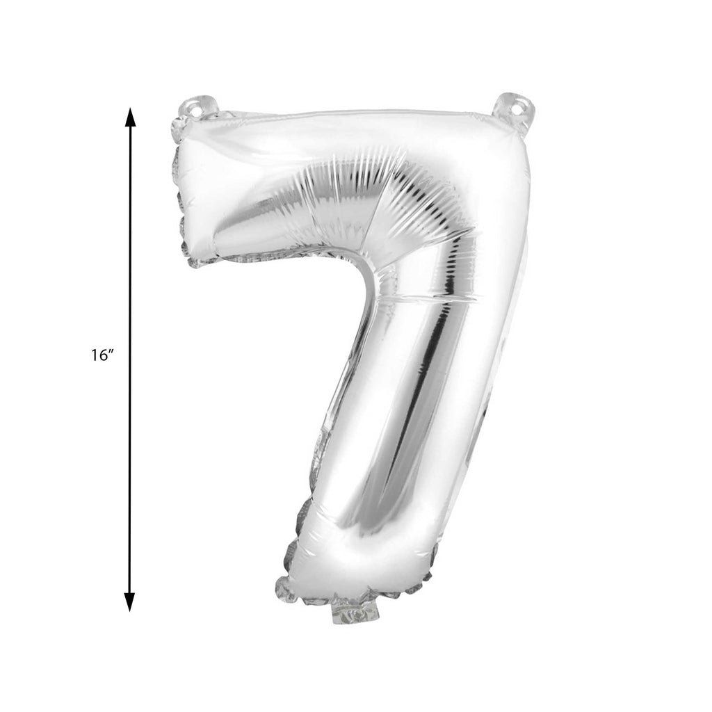 Mylar Balloon Number 7 - Silver 16"