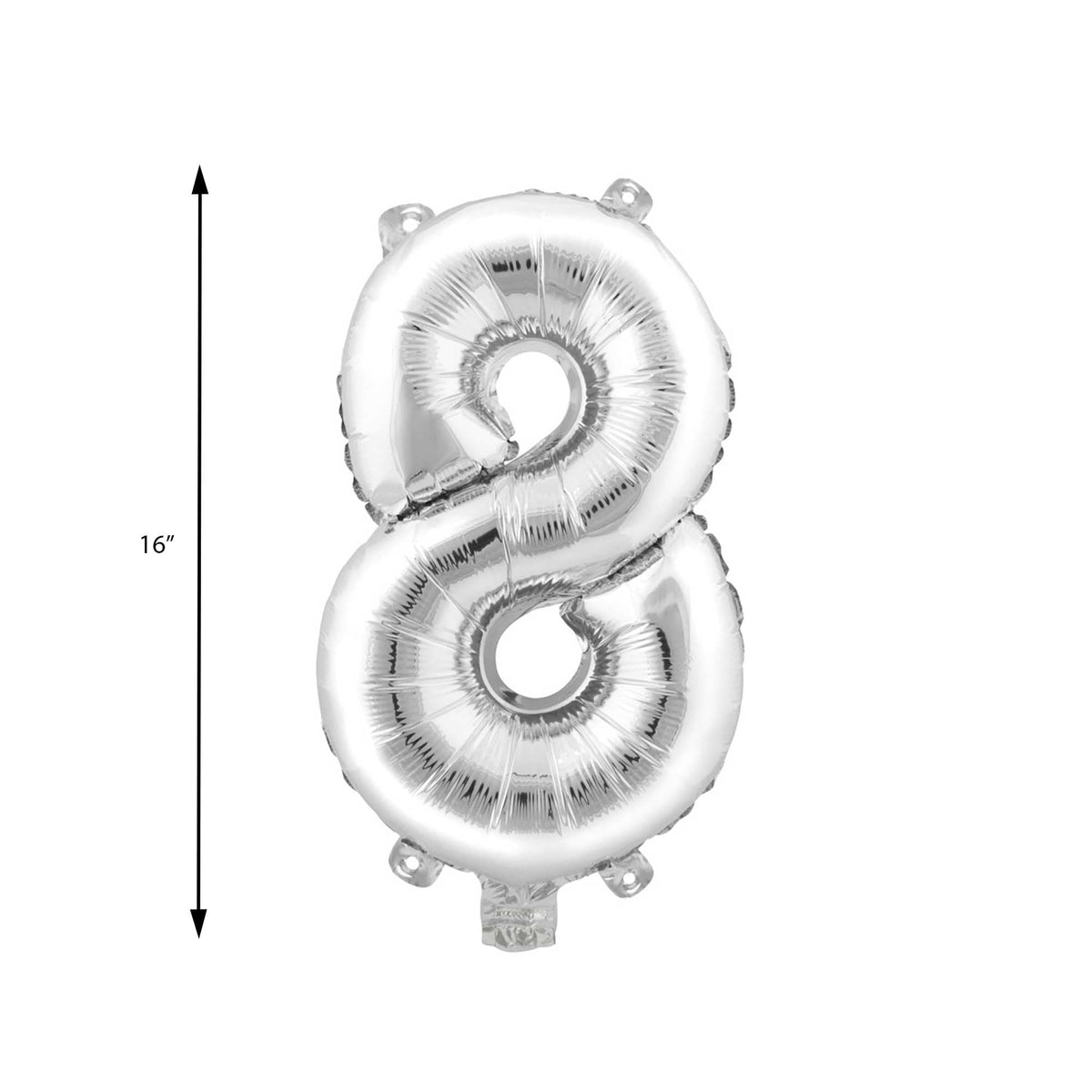 Mylar Balloon Number 8 - Silver 16"
