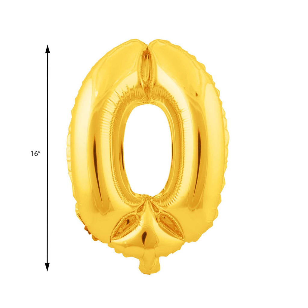 Mylar Balloon Number 0 - Gold 16"