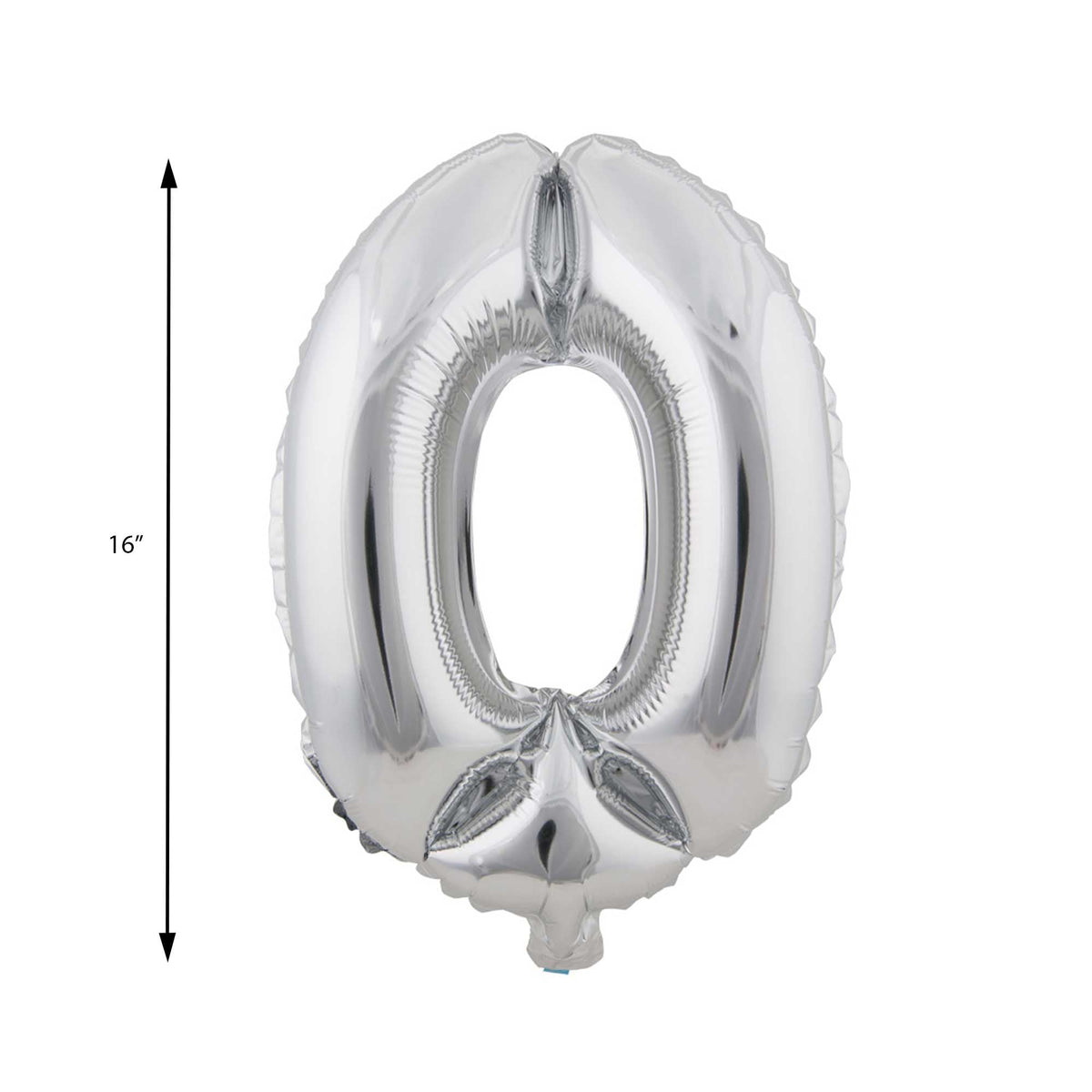 Mylar Balloon Number 0 - Silver 16"