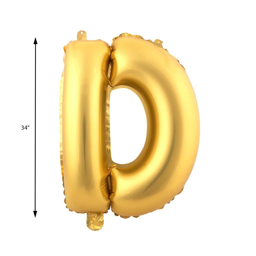 Mylar Balloon Letter D - Gold 34"
