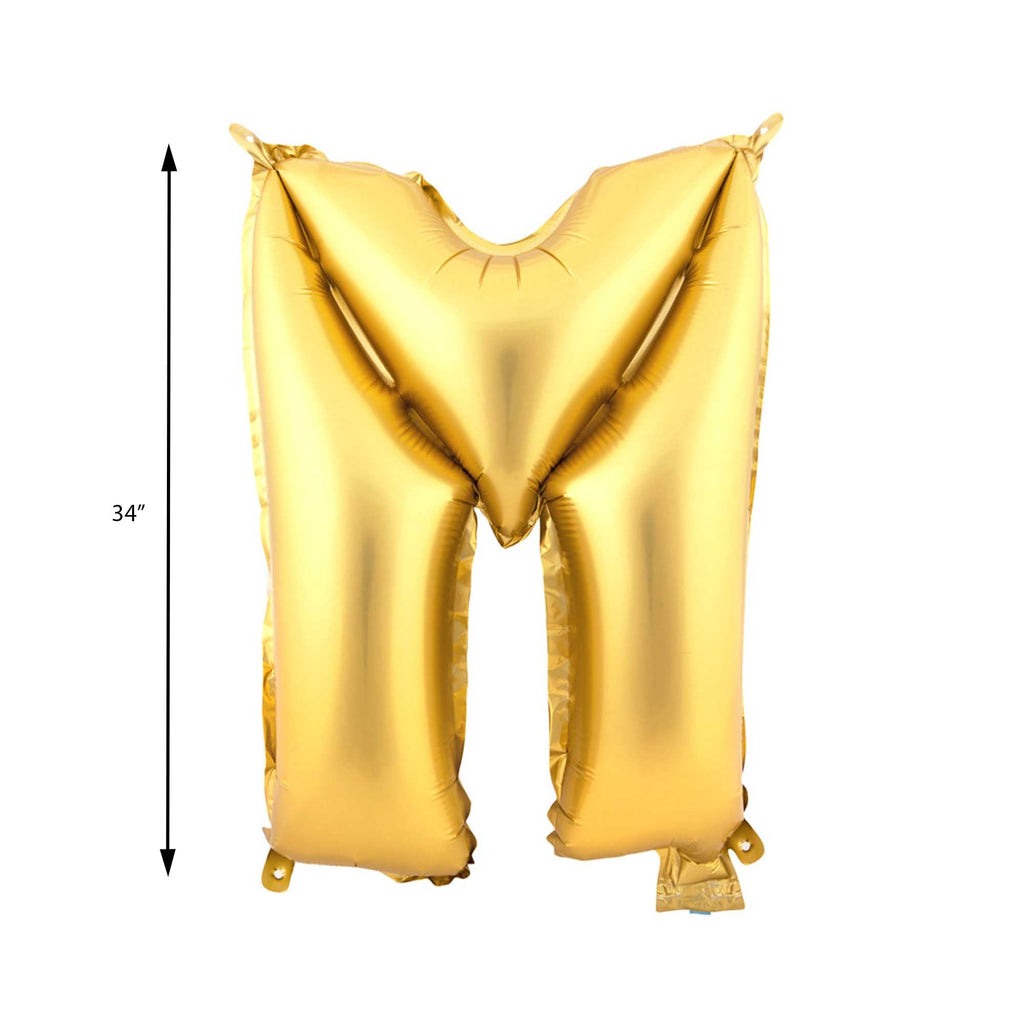 Mylar Balloon Letter M - Gold 34"