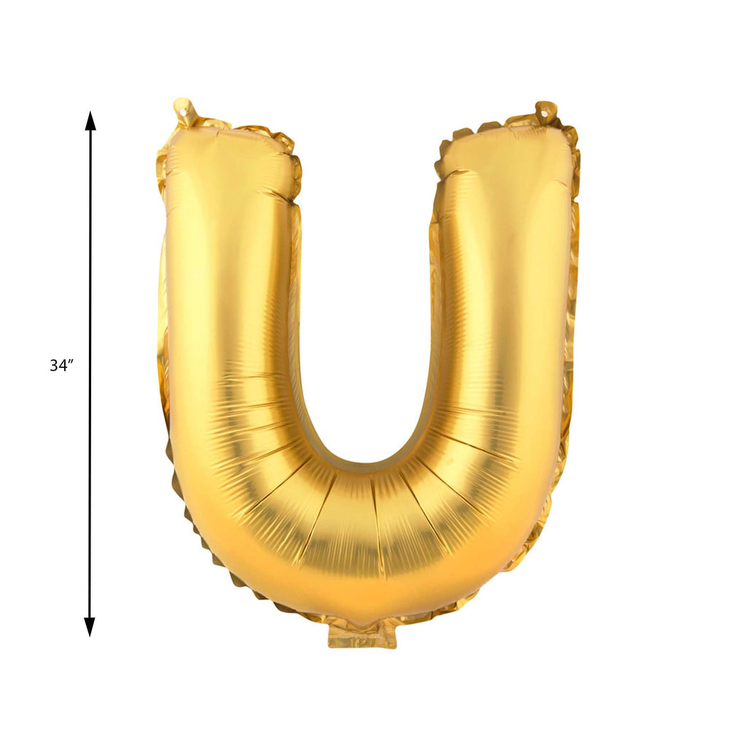 Mylar Balloon Letter U - Gold 34"