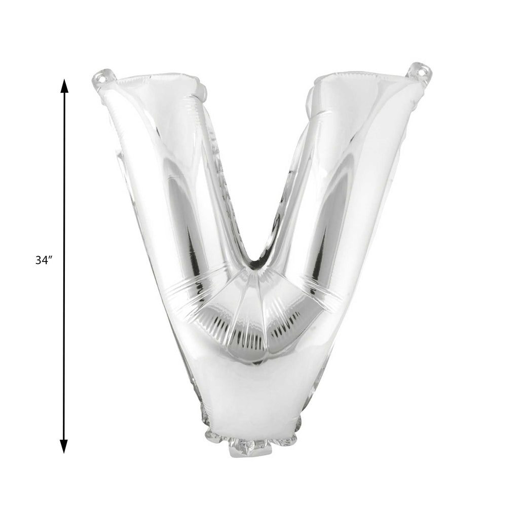 Mylar Balloon Letter V - Silver 34"