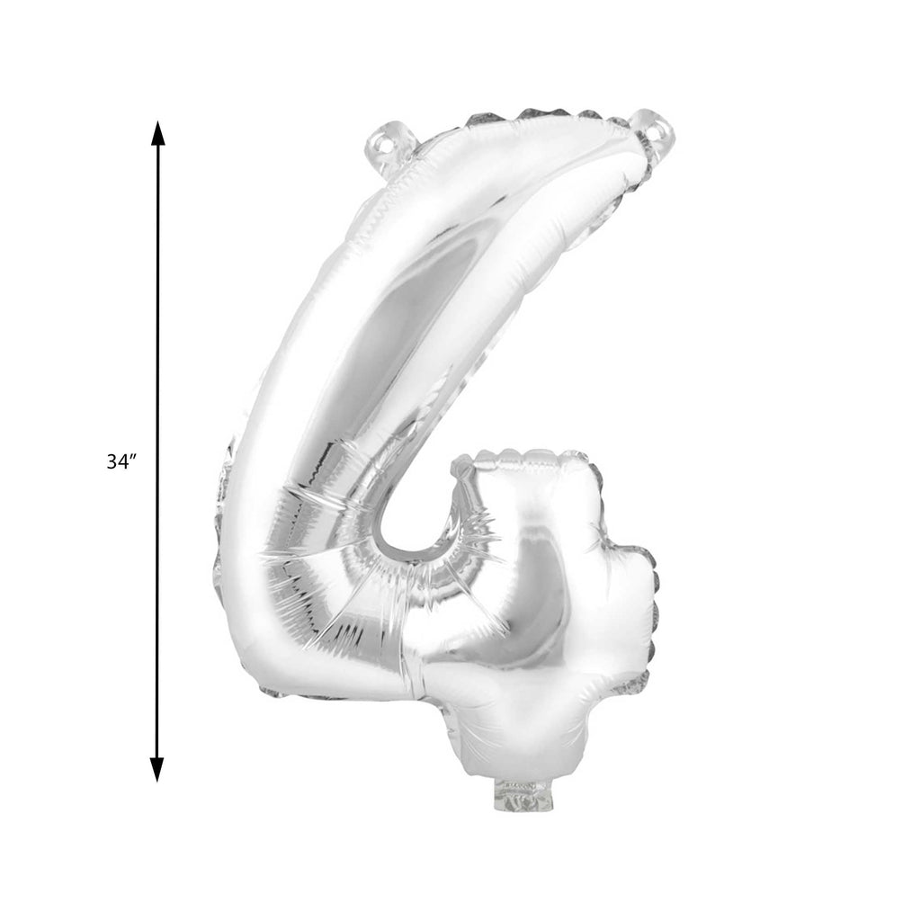 Mylar Balloon Number 4 - Silver 34"