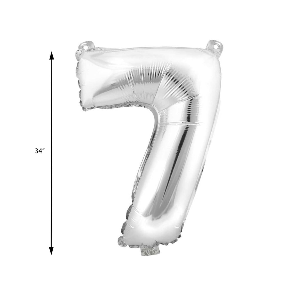 Mylar Balloon Number 7 - Silver 34"