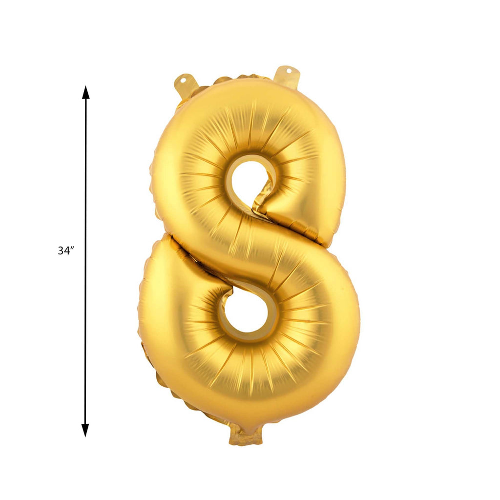Mylar Balloon Number 8 - Gold 34"