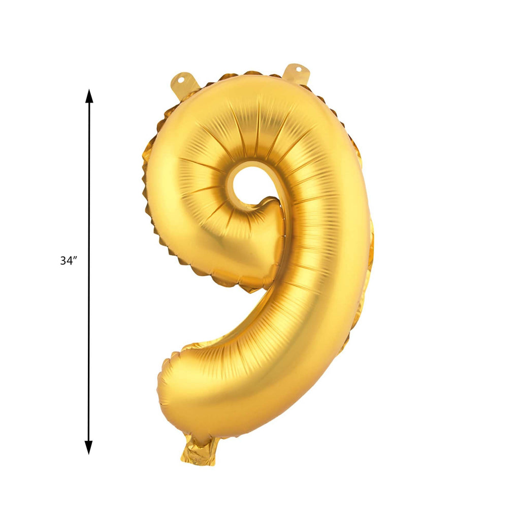 Mylar Balloon Number 9 - Gold 34"