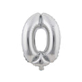 Mylar Balloon Number 0 - Silver 16"
