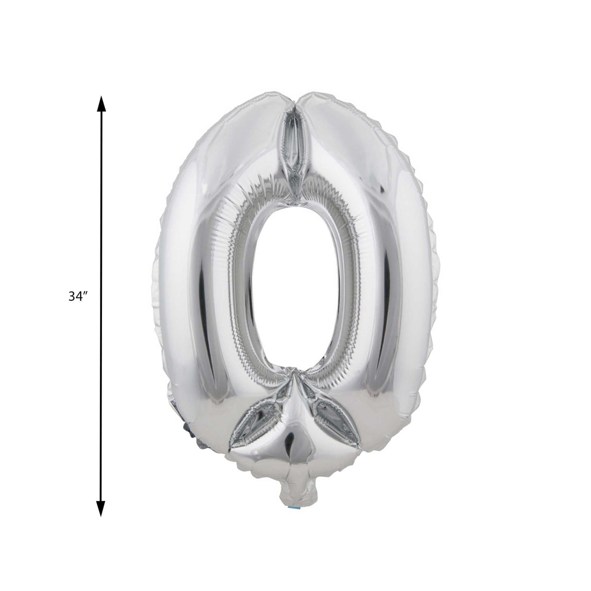 Mylar Balloon Number 0 - Silver 34"
