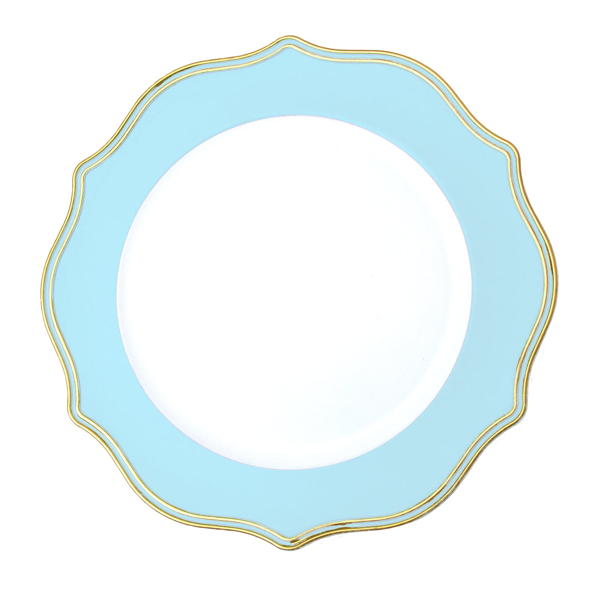 Scalloped with Gold Trim Plastic Charger Plate 13" - Blue