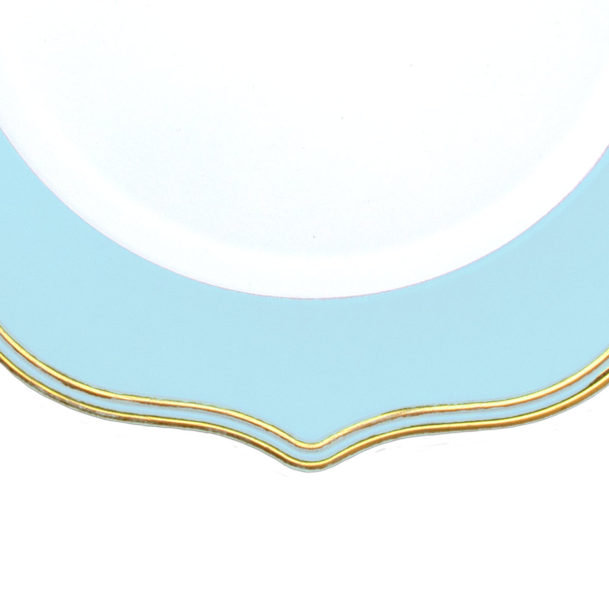 Scalloped with Gold Trim Plastic Charger Plate 13" - Blue