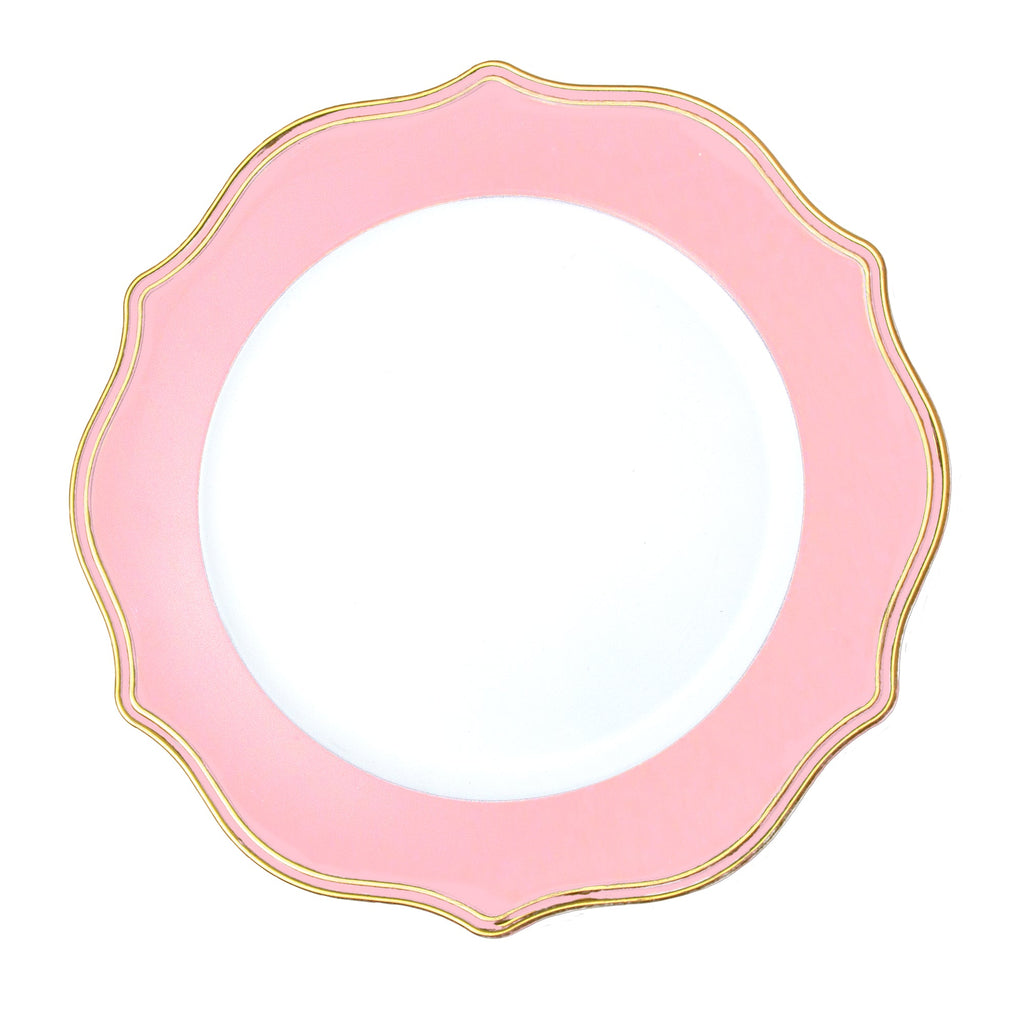 Scalloped with Gold Trim Plastic Charger Plate 13" - Pink