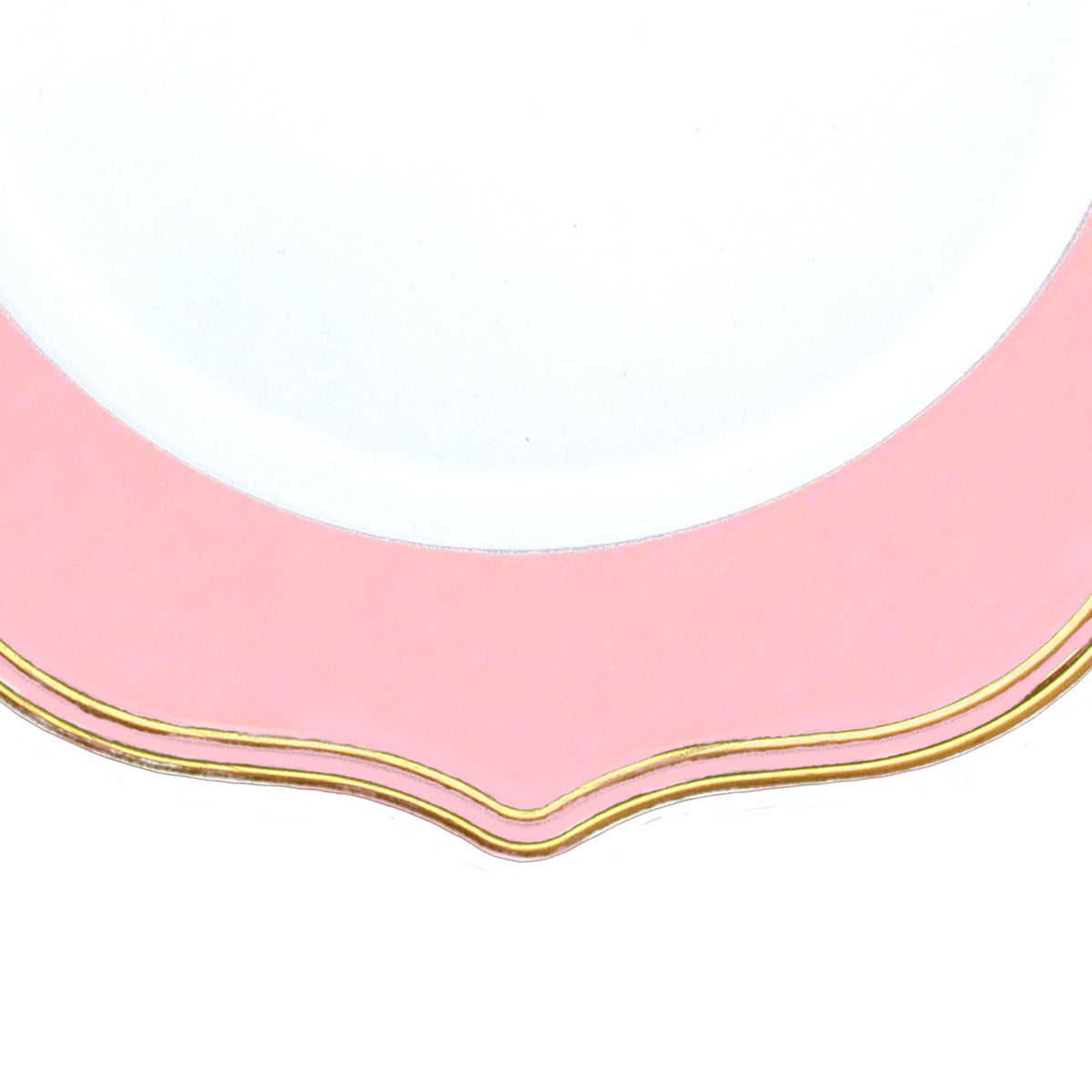 Scalloped with Gold Trim Plastic Charger Plate 13" - Pink