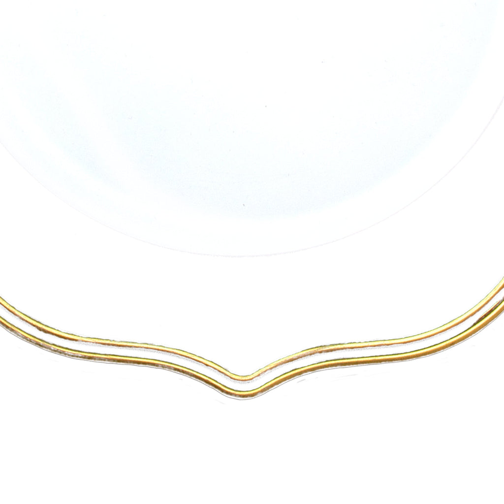 Scalloped with Gold Trim Plastic Charger Plate 13" - White