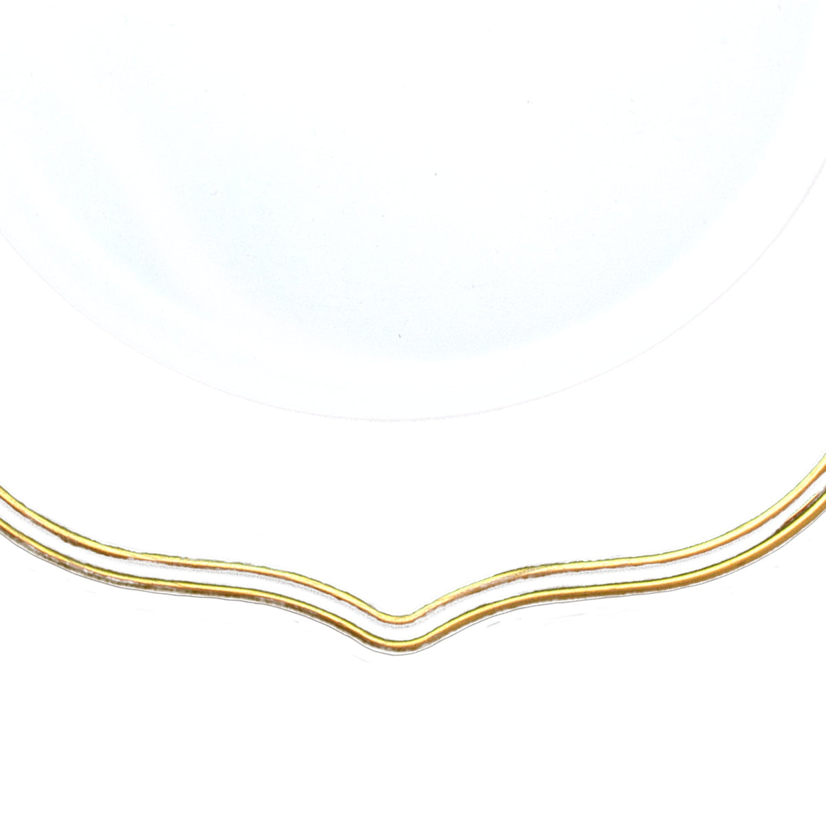 Scalloped with Gold Trim Plastic Charger Plate 13" - White