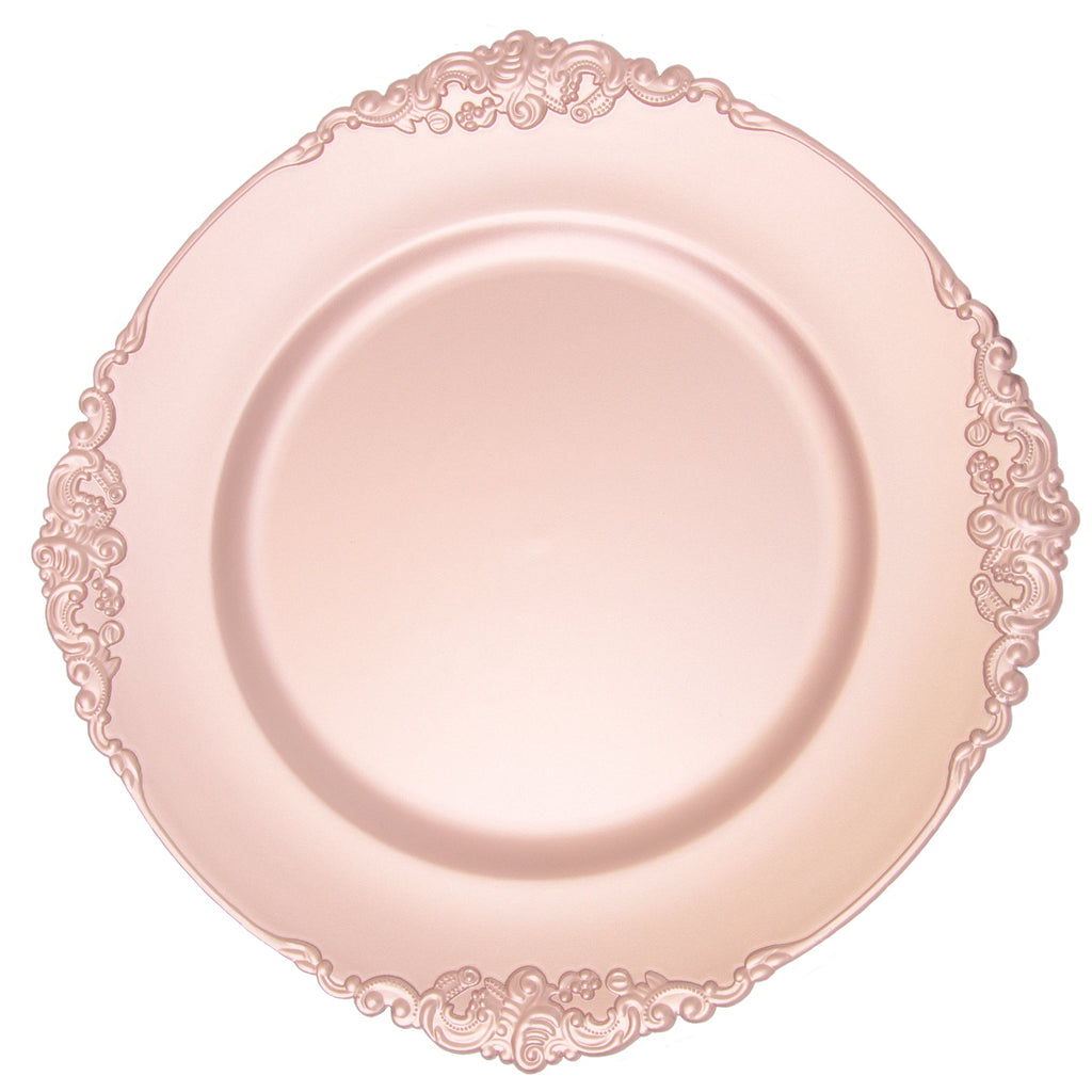 Filigree Edge Plastic Charger Plate 13" - Blush