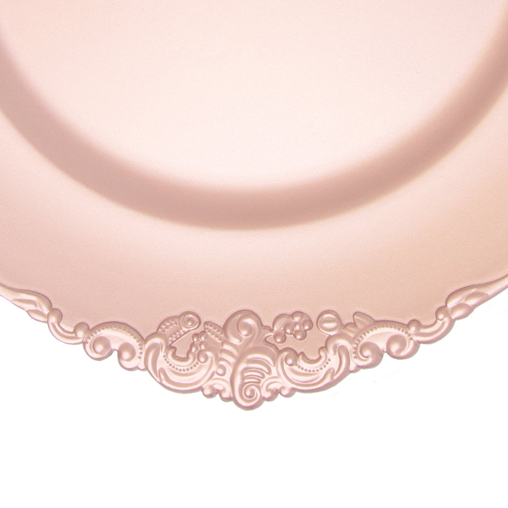 Filigree Edge Plastic Charger Plate 13" - Blush