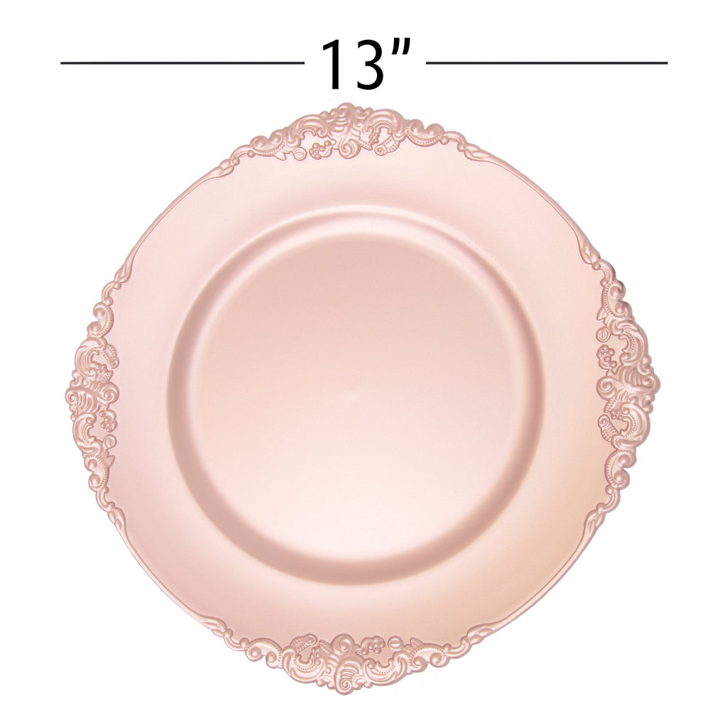 Filigree Edge Plastic Charger Plate 13" - Blush
